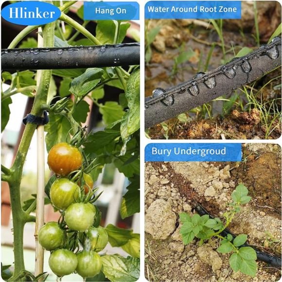 Flat Soaker Hose 30 50 100 150 FT for Garden Beds, 50Ft 2PACKS 1/2" Linkable - Picture 4 of 6